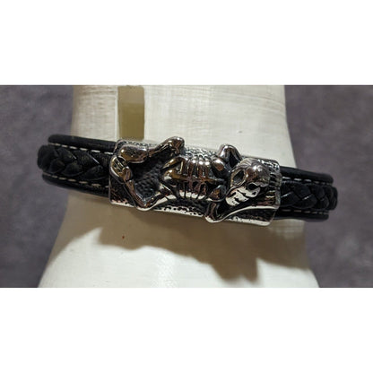Black Leather Skeleton Bracelet