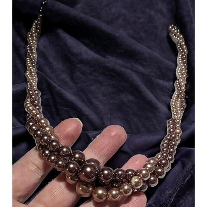 Roman Brown And Tan Twist Pearl Beaded Necklace