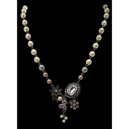 AEO Steampunk Faux Pearl Floral Gemmed Necklace