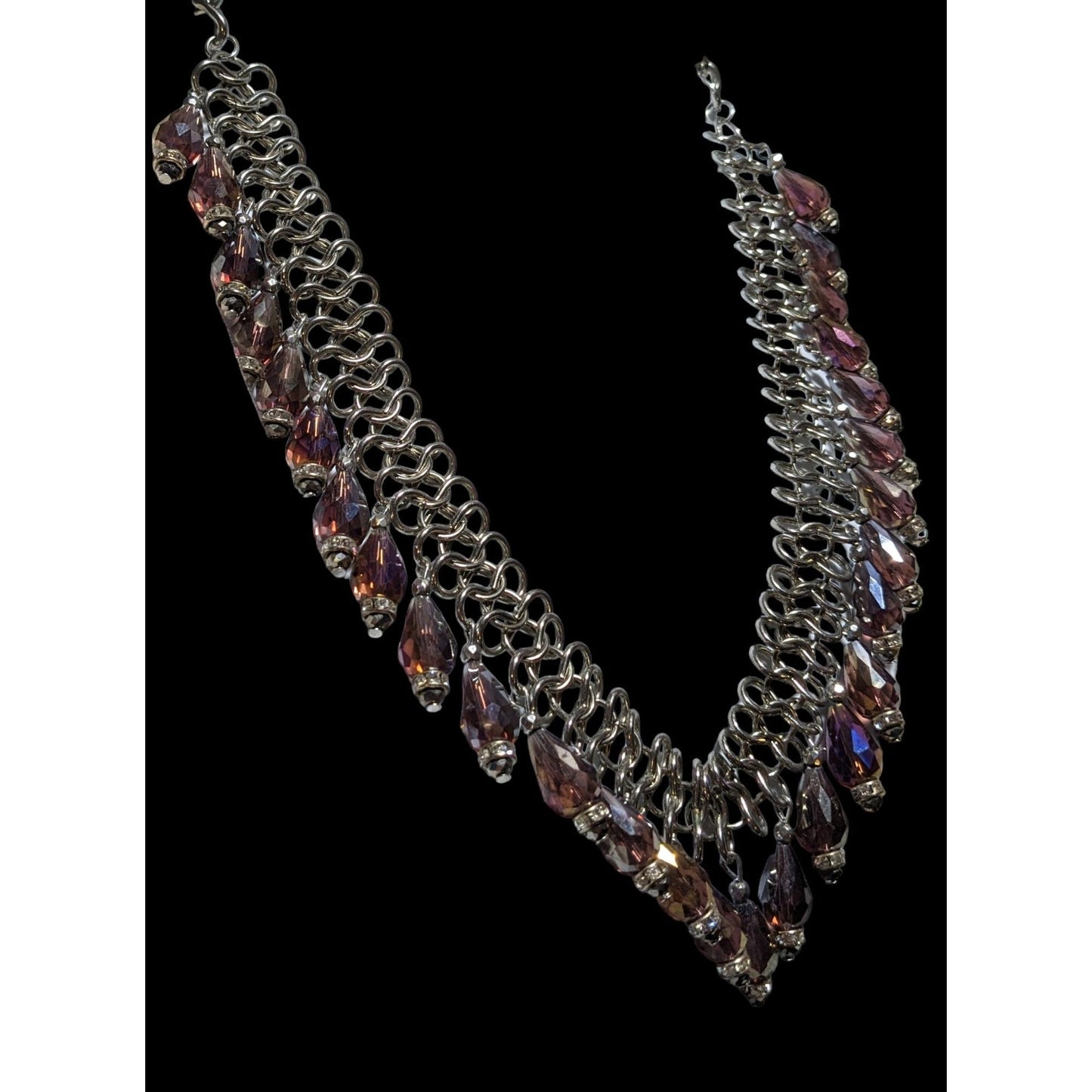 Oil Slick Glass Fringe Necklace