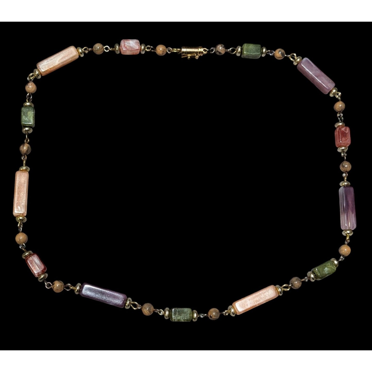 Vintage Rainbow Faux Agate Beaded Necklace