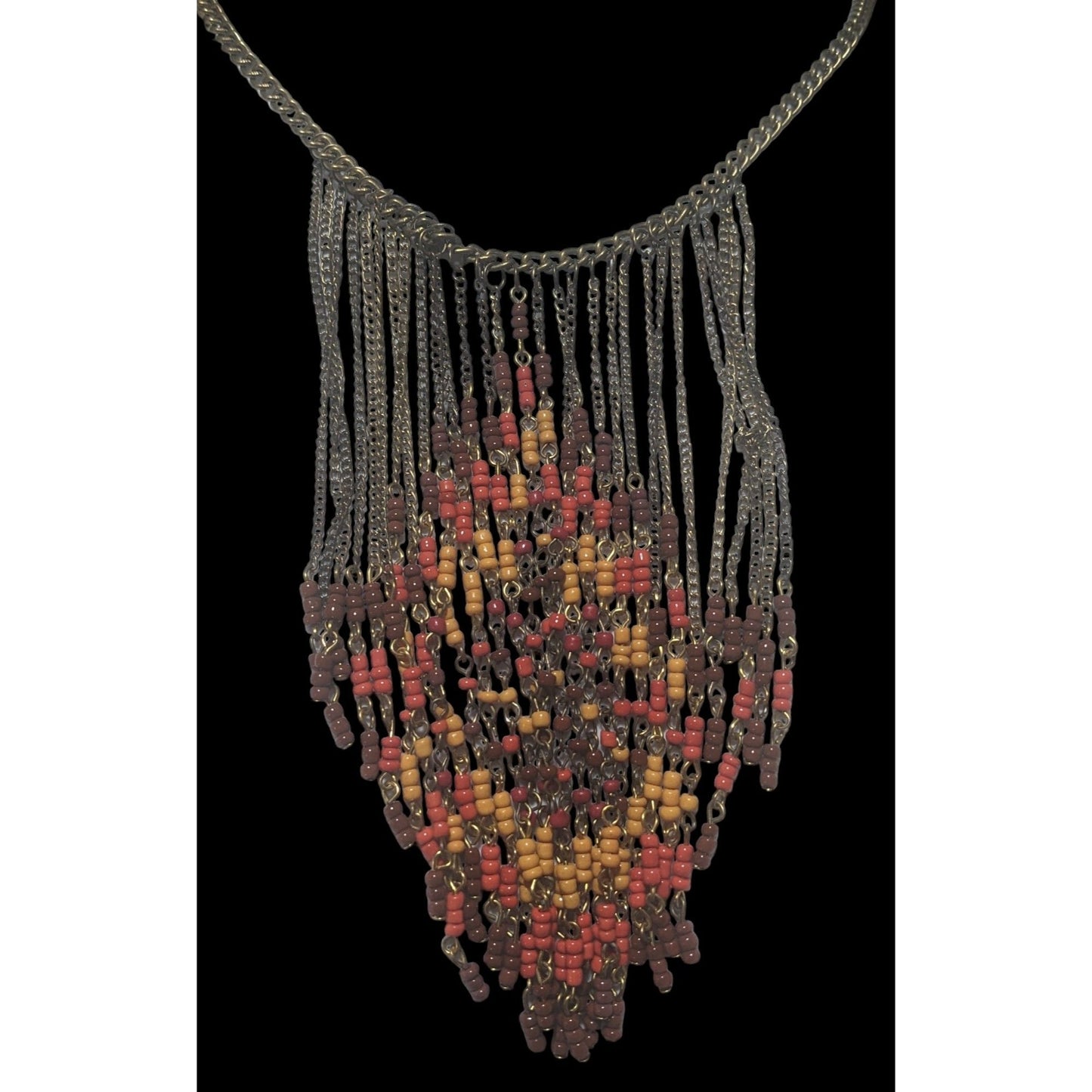 Boho Chic Beaded Fringe Necklace