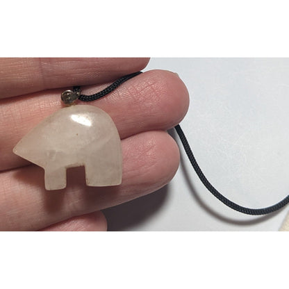 White Quartz Bear Fetish Necklace