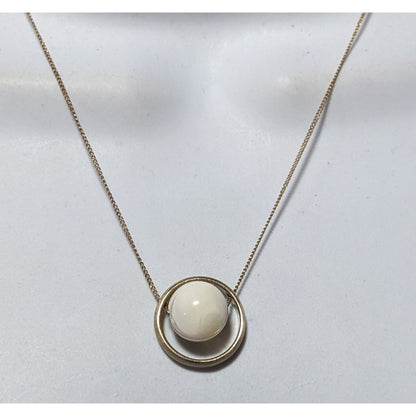 White Glass Swirl Marble Spinner Necklace