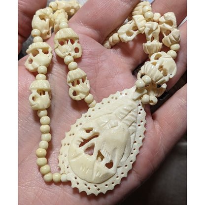 Vintage Bovine Bone Carved Elephant Necklace