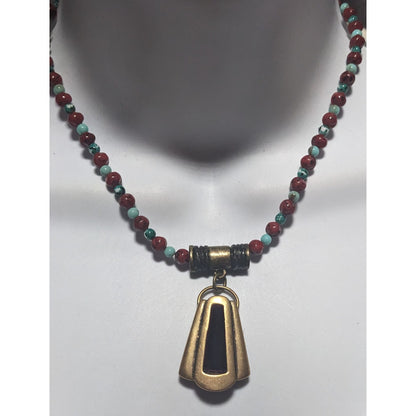 Chico's Vintage Velvet Beaded Pendant Necklace