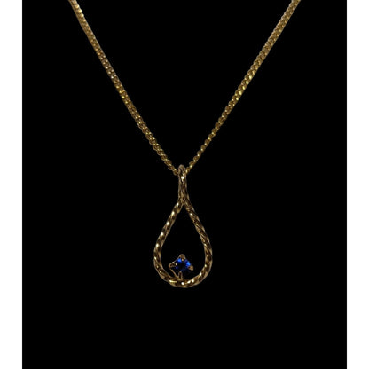 Vintage Blue And Gold Teardrop Lasso Necklace