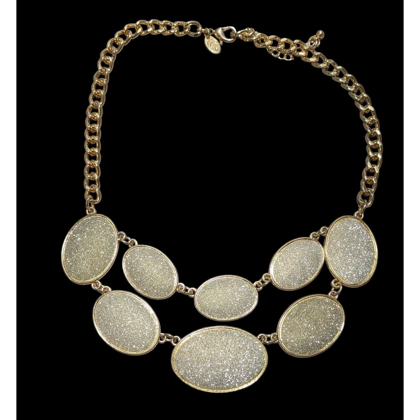 Charming Charlie Gold Silver Glitter Bib Necklace