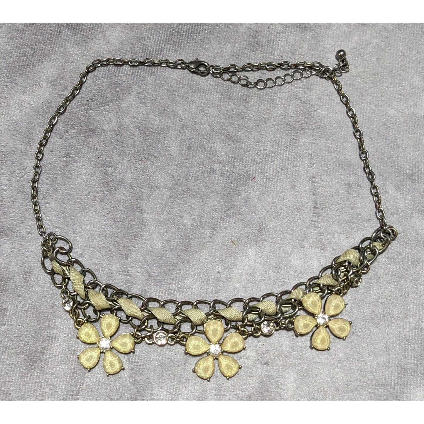 Yellow Shimmer Springtime Floral Necklace