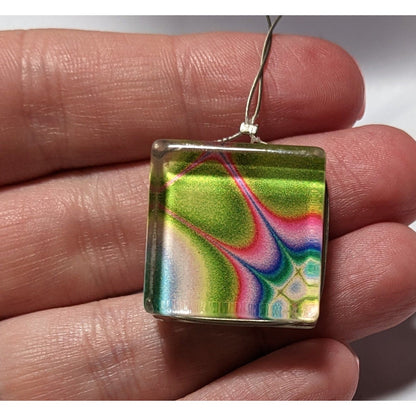 Rainbow Abstract Glass Pendant Necklace