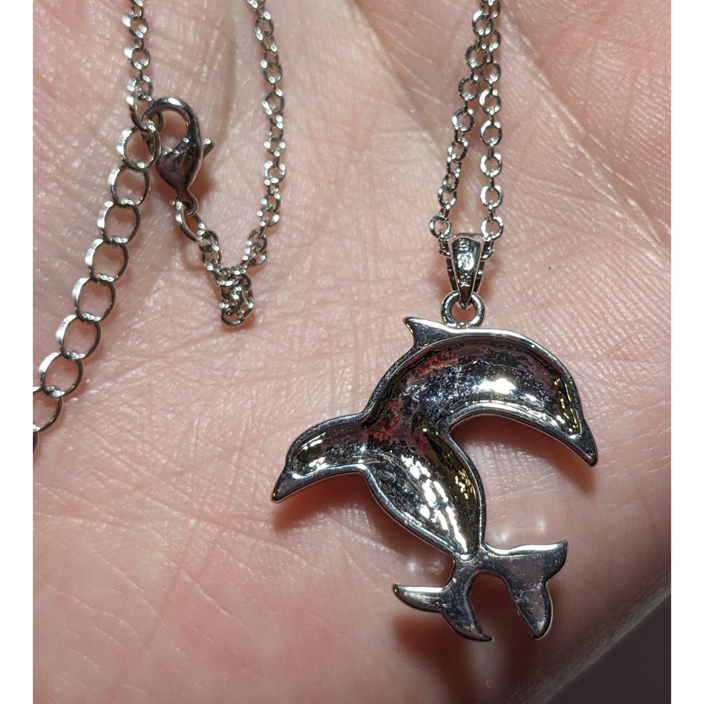 Rhinestone Double Dolphin Necklace