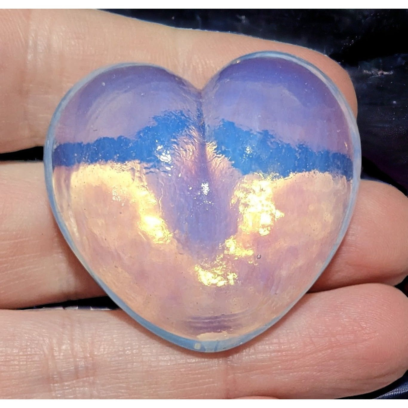 Iridescent Glass Heart Paperweight