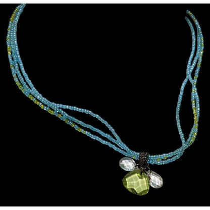 Handmade 90s Blue And Green Glass Necklace