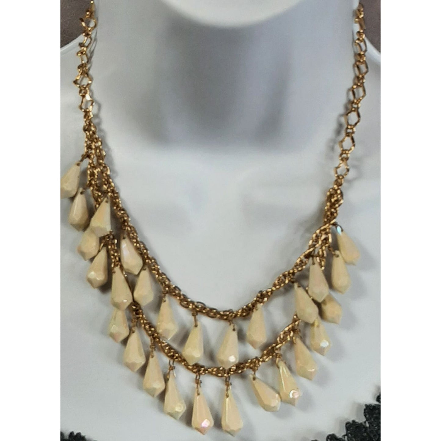 Kate Spade Layered Gold-Tone Necklace With Cream Teardrop Beads