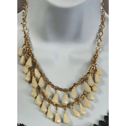 Kate Spade Layered Gold-Tone Necklace With Cream Teardrop Beads
