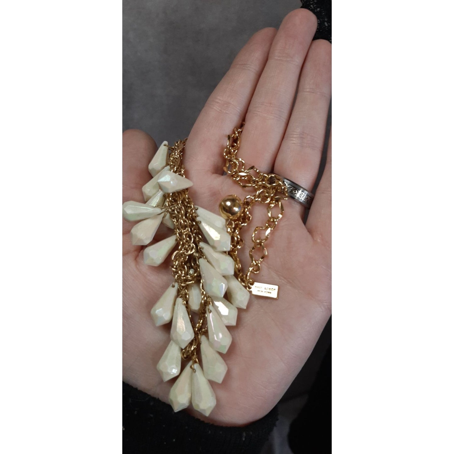 Kate Spade Layered Gold-Tone Necklace With Cream Teardrop Beads