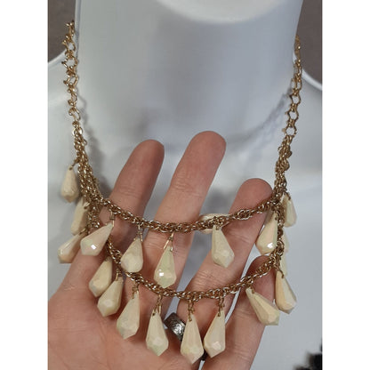 Kate Spade Layered Gold-Tone Necklace With Cream Teardrop Beads