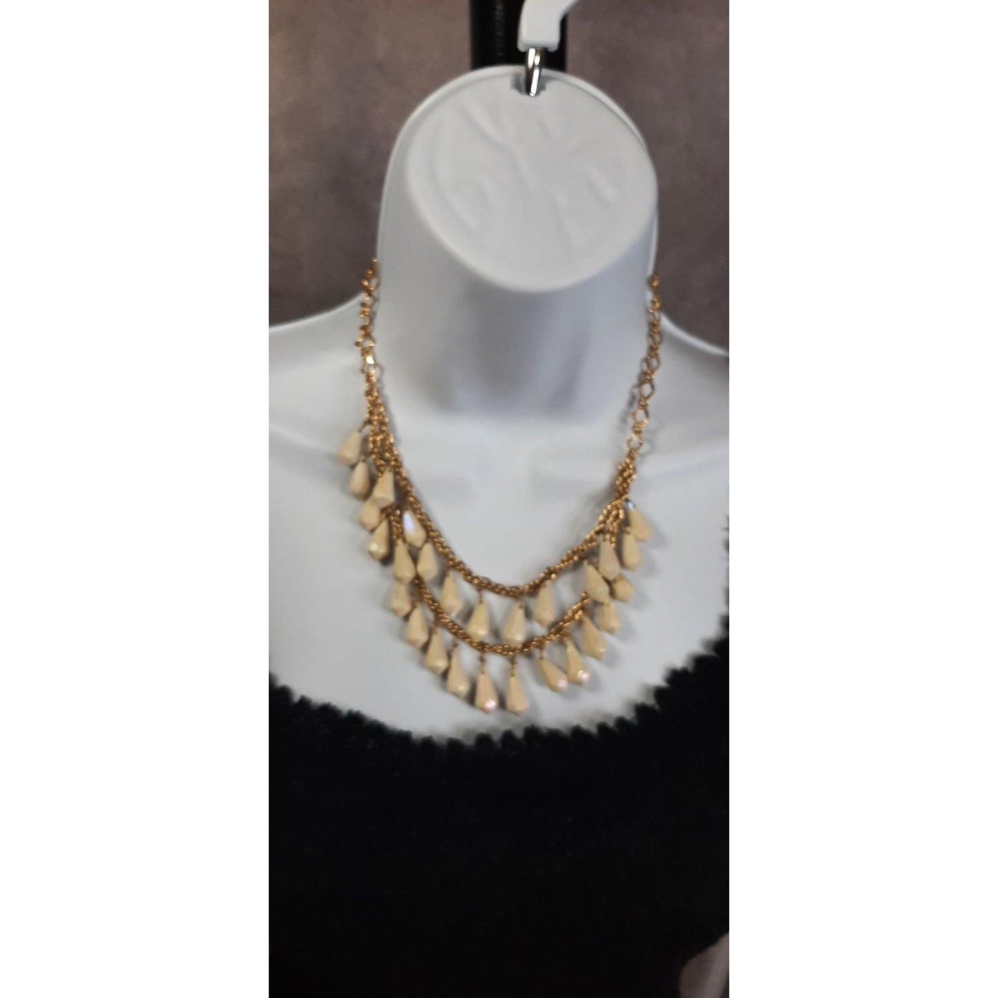 Kate Spade Layered Gold-Tone Necklace With Cream Teardrop Beads