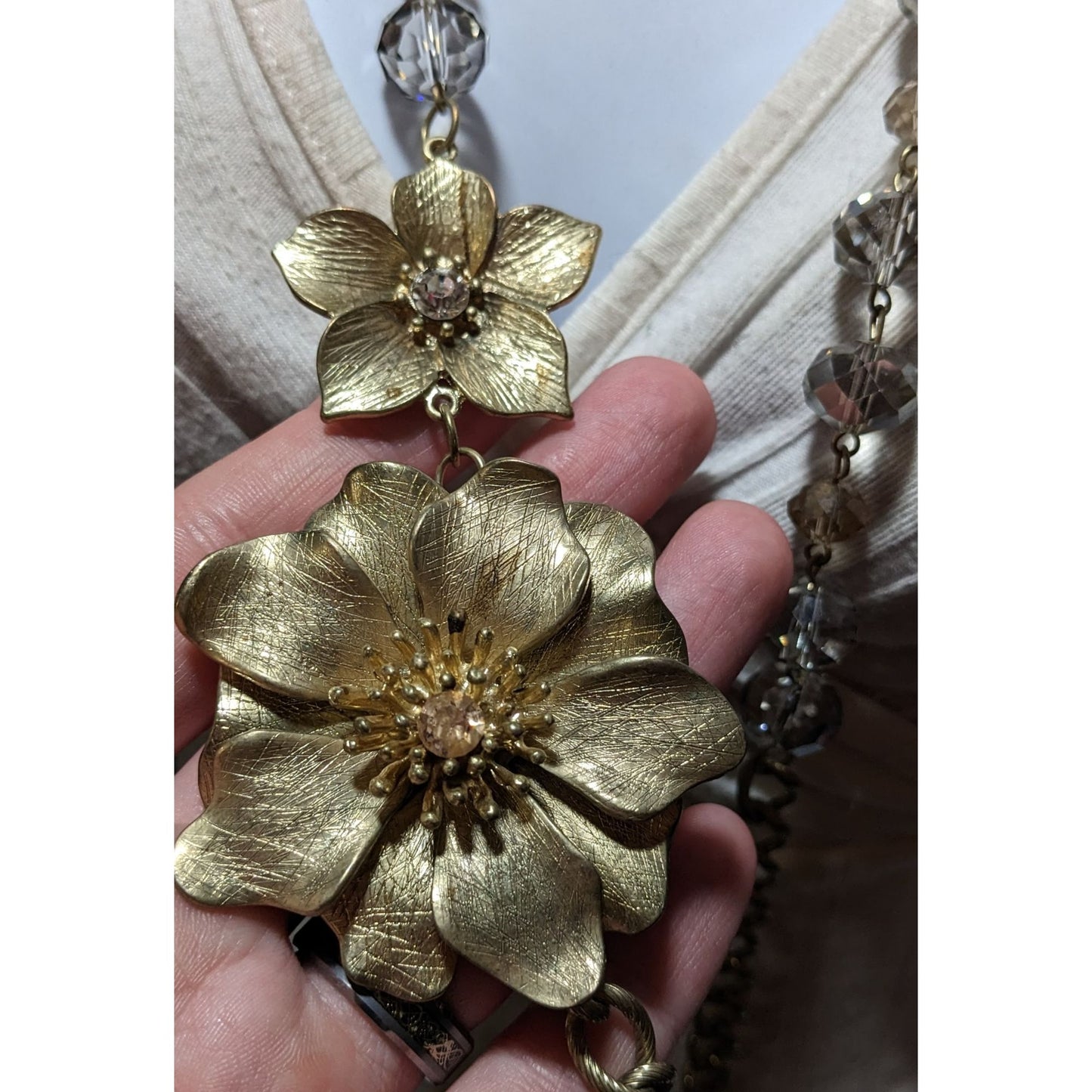 Vintage Glam Gold Floral Statement Necklace