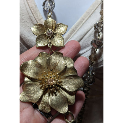 Vintage Glam Gold Floral Statement Necklace