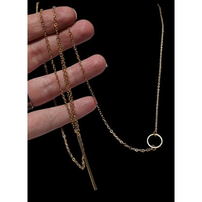 Minimalist Gold Geometric Charm Chain Necklace