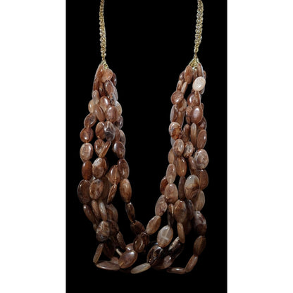 Earthy Multilayer Marbled Beaded Necklace