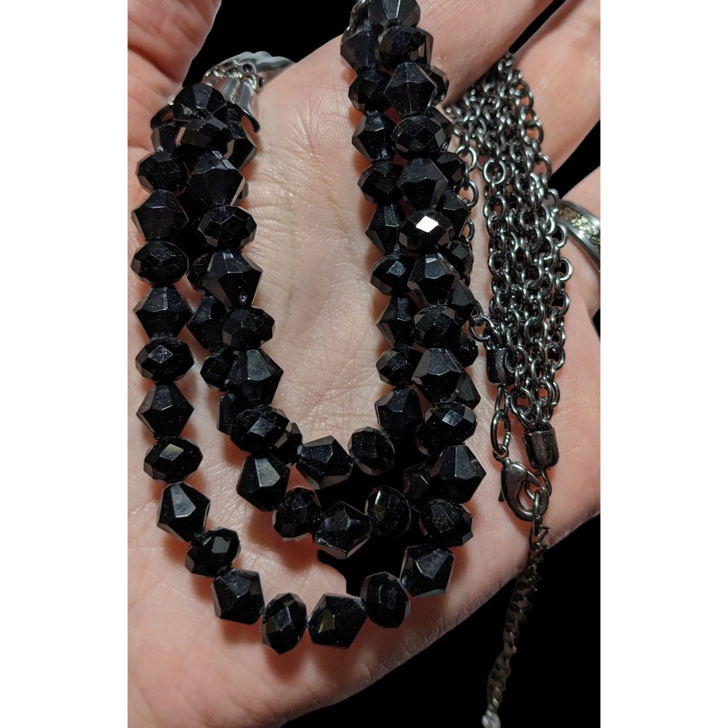 Glam Goth Multilayer Glass Beaded Necklace