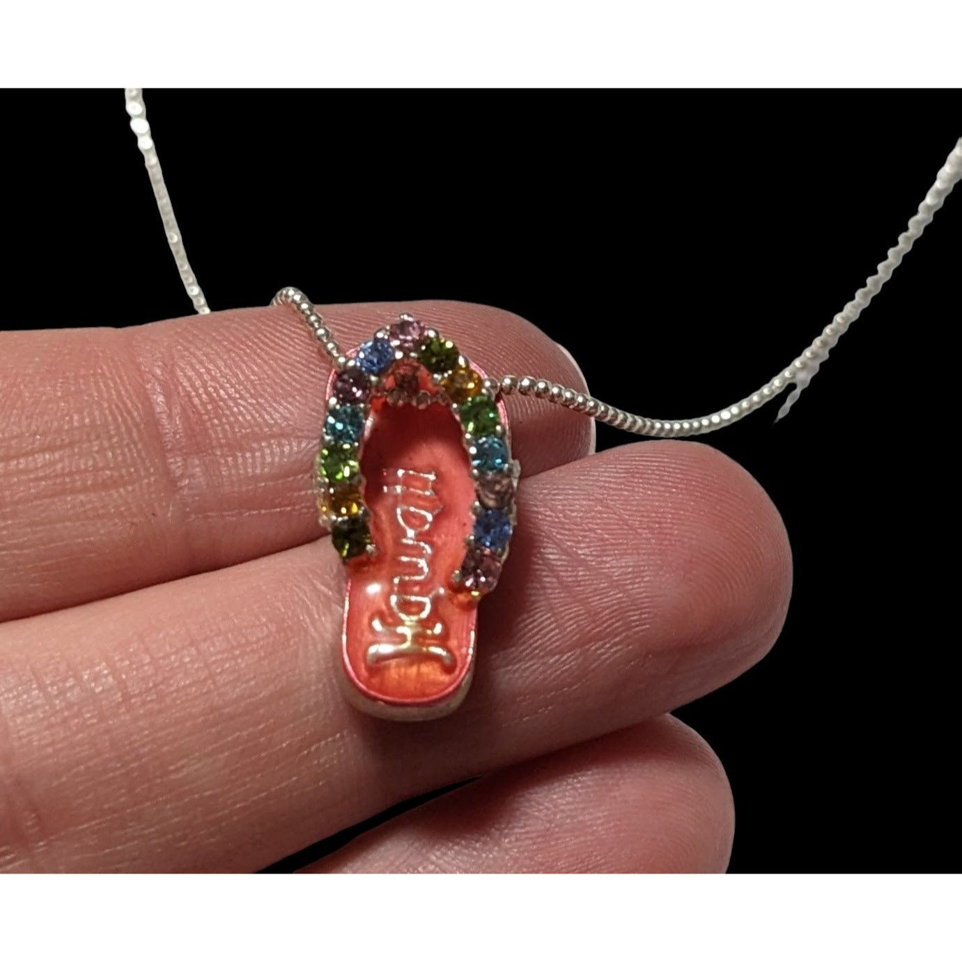 MC Rainbow Gem Enamel Hawaii Sandal Necklace