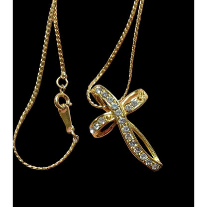 Avon Vintage Golden Gemmed Cross Necklace