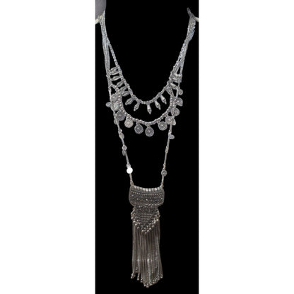 Bohemian Multilayer Charm Fringe Necklace