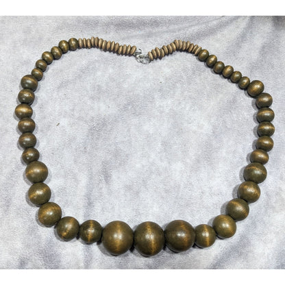 Vintage Rustic Brown Wood Beaded Necklace
