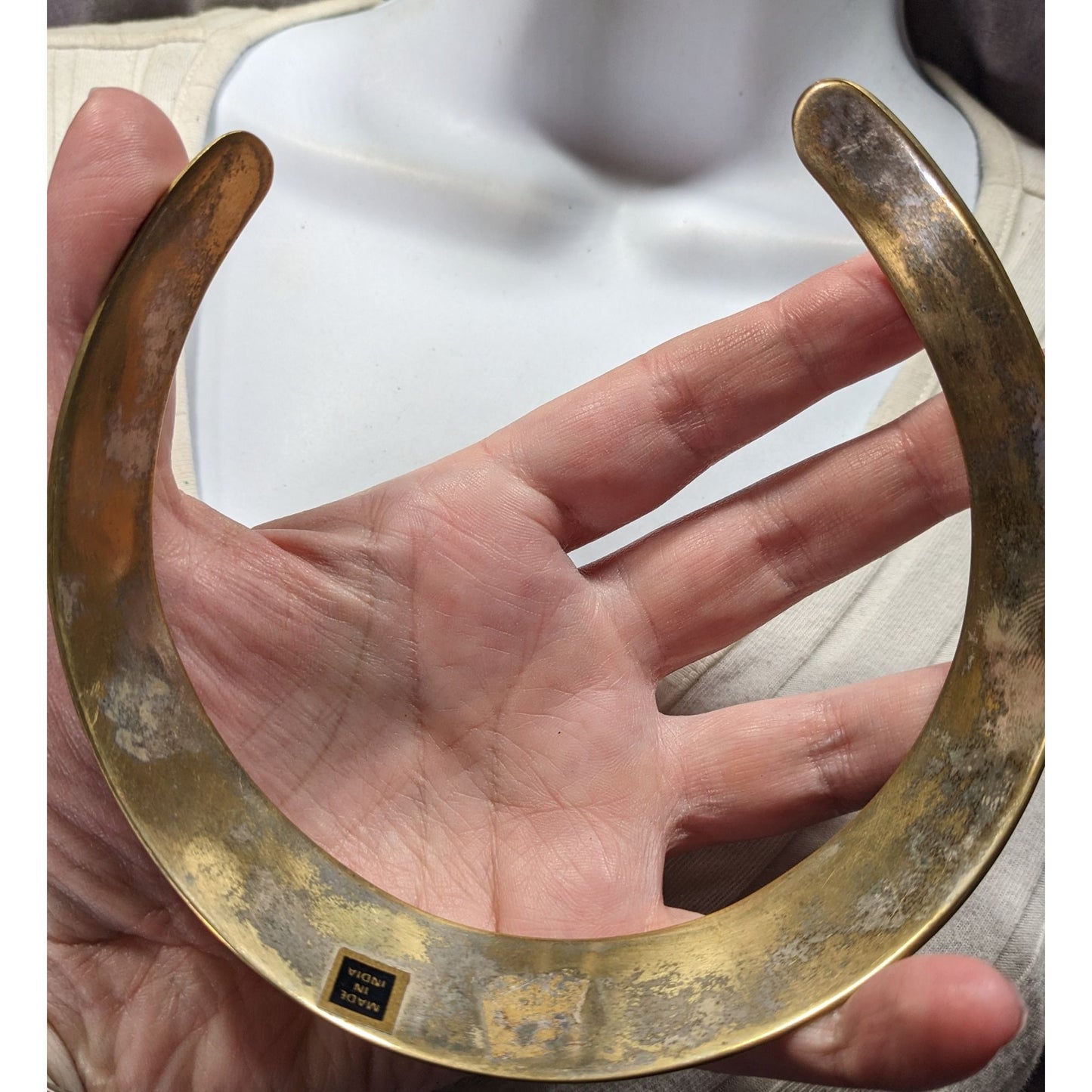 Vintage Brass Collar Necklace Handcrafted In India Statement Piece