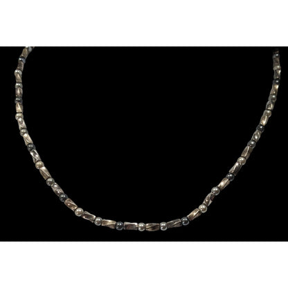 Napier Silver Tone Pearl And Metal Beaded Necklace