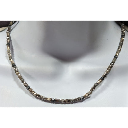 Napier Silver Tone Pearl And Metal Beaded Necklace