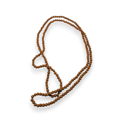 Boho Minimalist Natural Wood Bead Long Necklace Brown 35 Inch Hippie Earthy