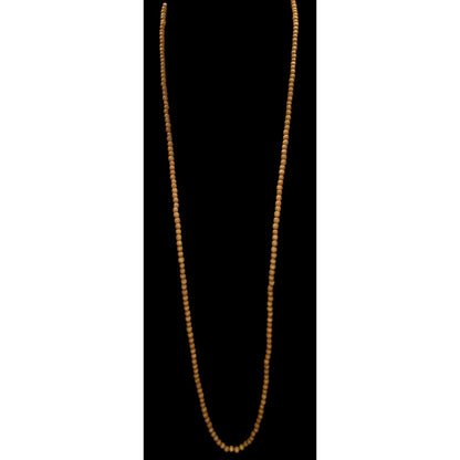 Boho Minimalist Natural Wood Bead Long Necklace Brown 35 Inch Hippie Earthy