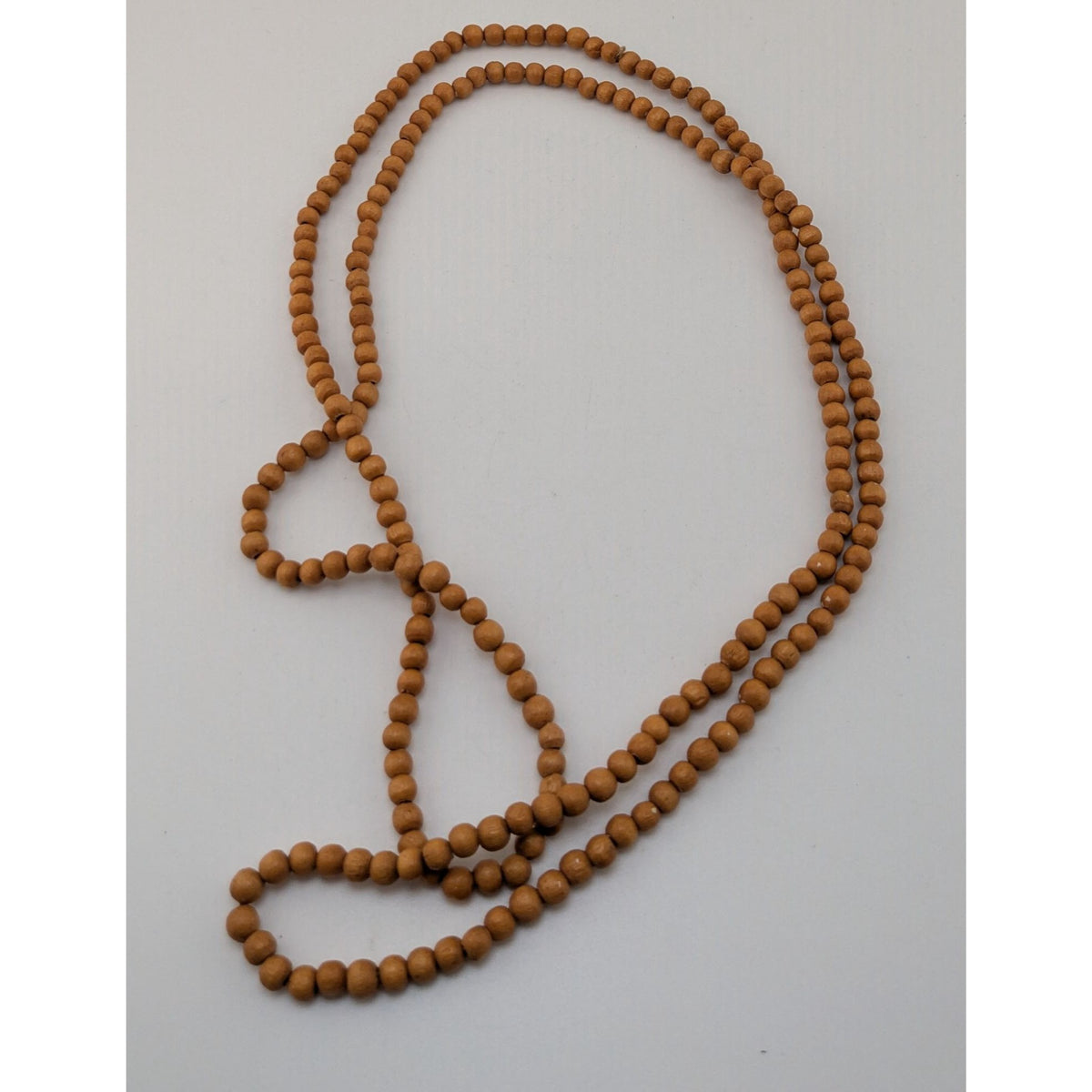 Boho Minimalist Natural Wood Bead Long Necklace Brown 35 Inch Hippie Earthy