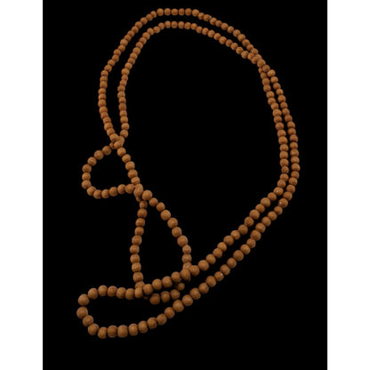 Boho Minimalist Natural Wood Bead Long Necklace Brown 35 Inch Hippie Earthy