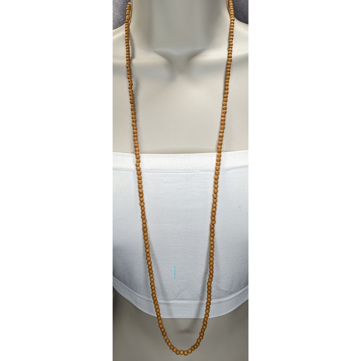 Boho Minimalist Natural Wood Bead Long Necklace Brown 35 Inch Hippie Earthy