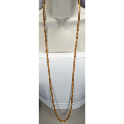 Boho Minimalist Natural Wood Bead Long Necklace Brown 35 Inch Hippie Earthy