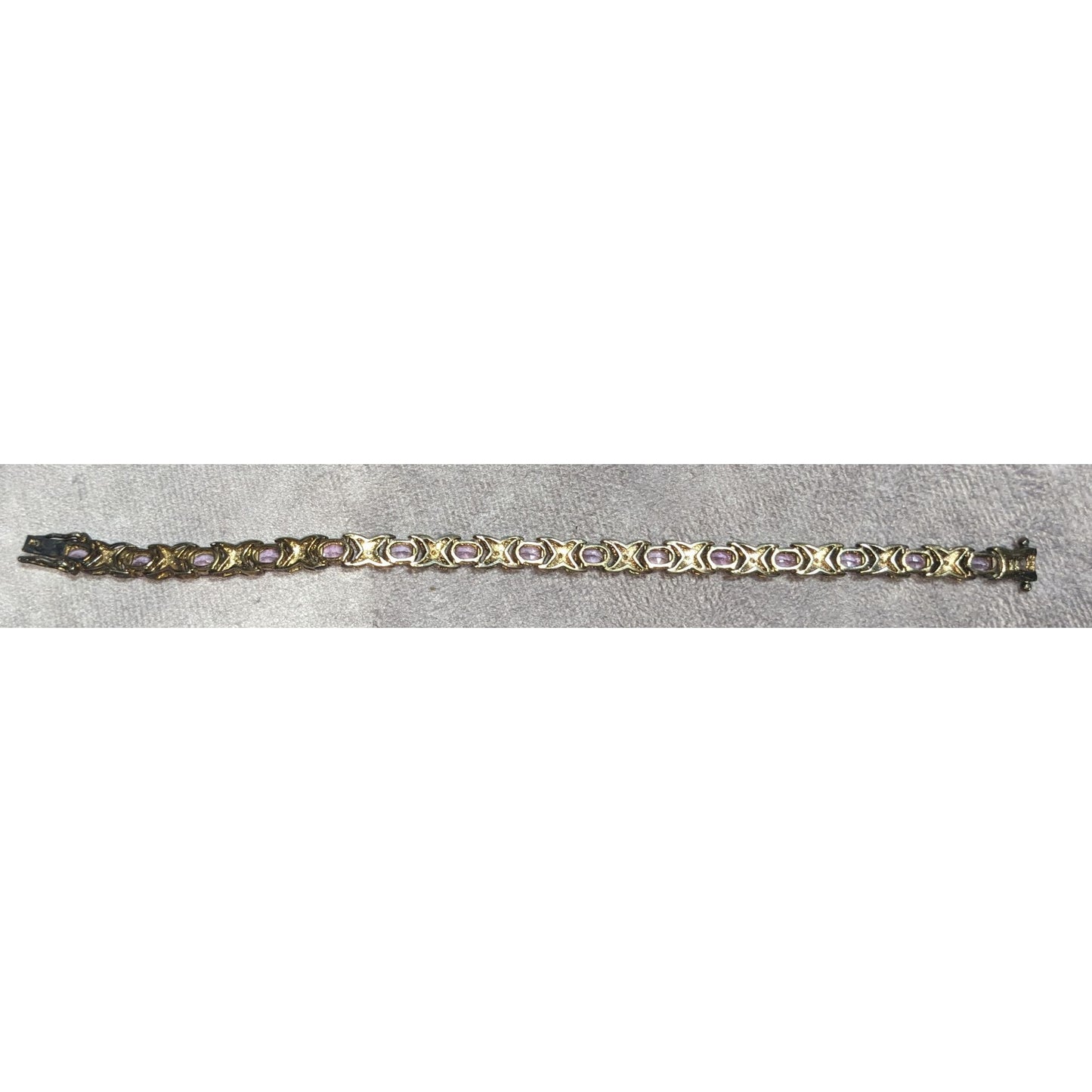 Glam Vintage 925 Sterling Silver Amethyst Tennis Bracelet Purple Gemstone