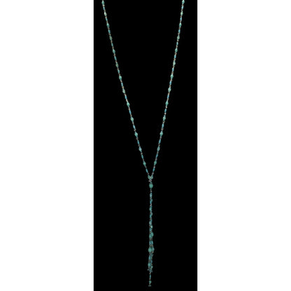 Boho Lariat Glass Turquoise Blue Beaded Necklace 28 Inch