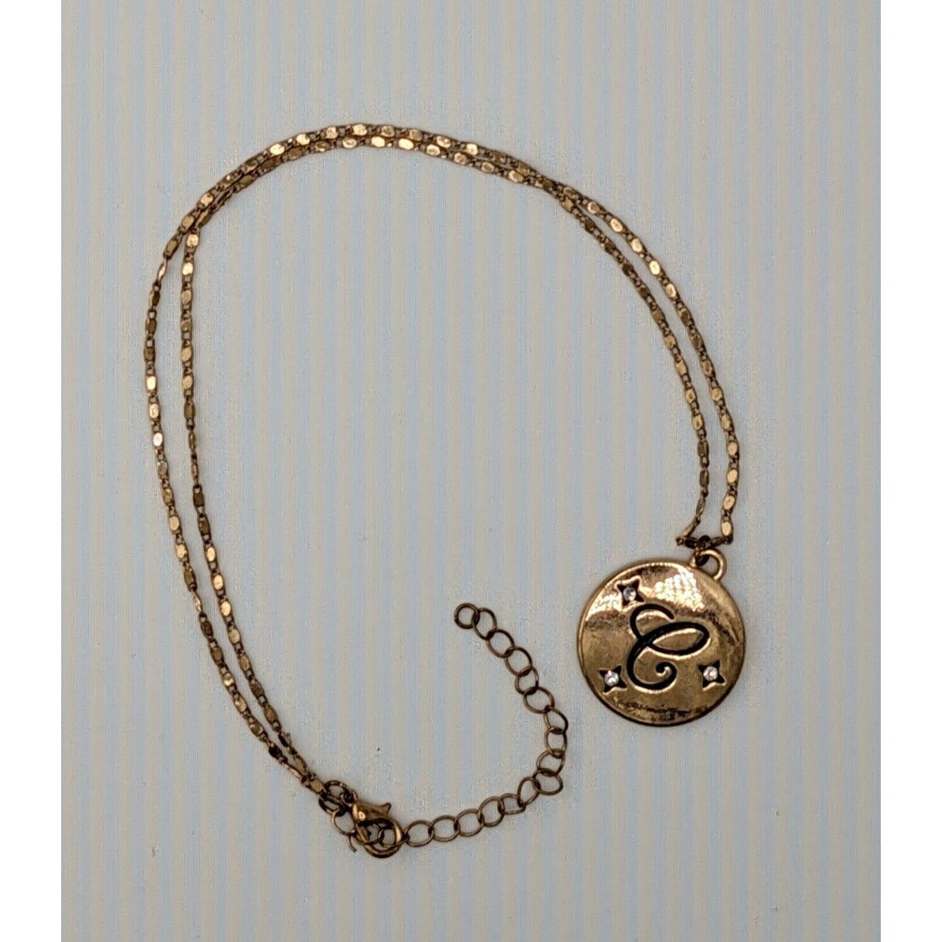 Elegant Glam Cursive Letter C Initial Necklace With Rhinestone Accents