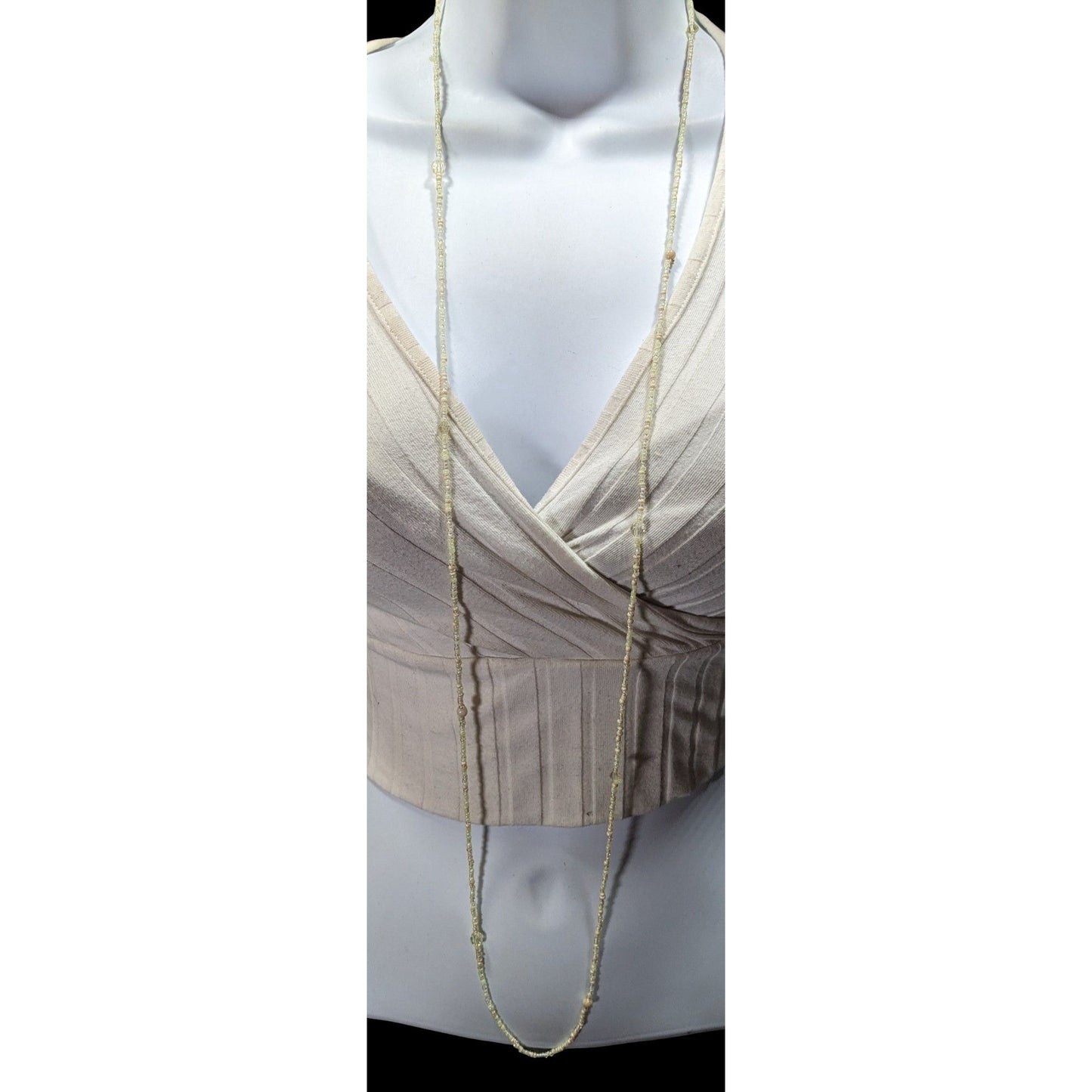 Simple Casual Cream Glass Beaded Necklace