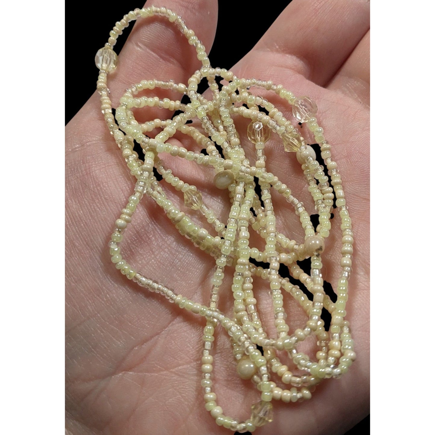 Simple Casual Cream Glass Beaded Necklace