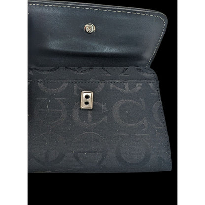 Etienne Aigner Black Monogram Canvas Wallet 5"x4"x1" With Snap & Zipper Closures