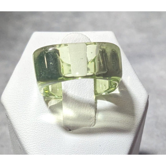 Chunky Translucent Green Square Ring Size 6