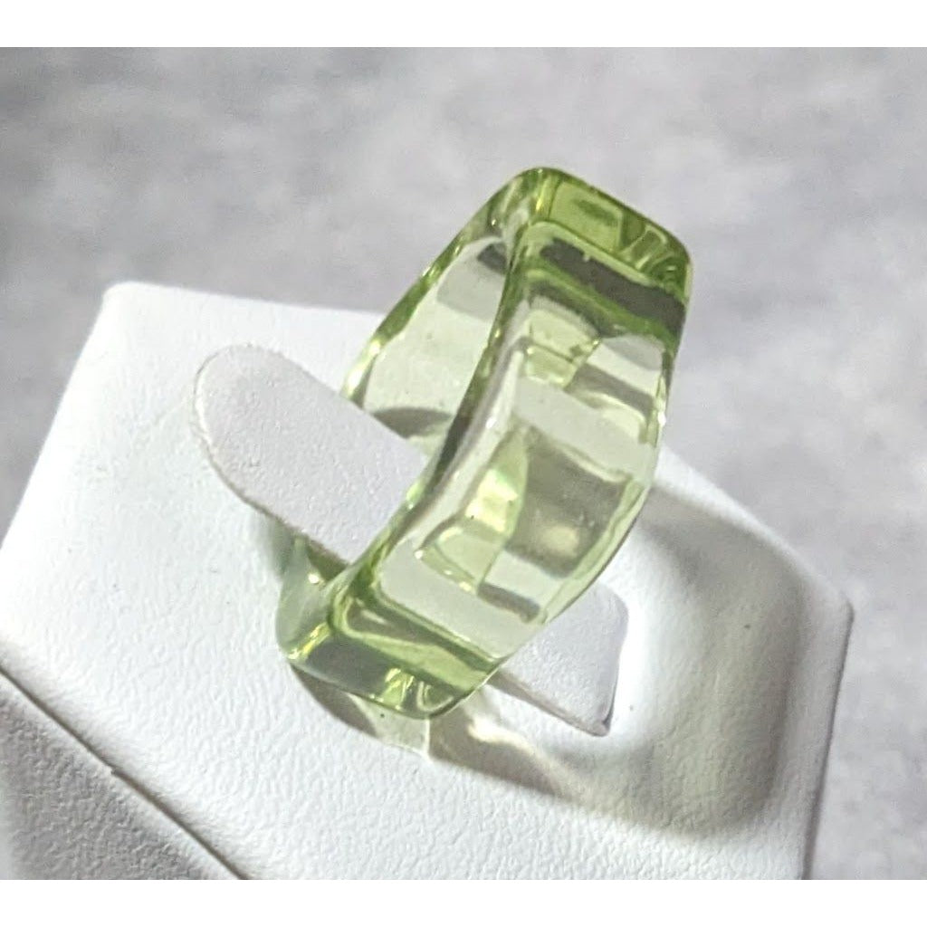 Chunky Translucent Green Square Ring Size 6