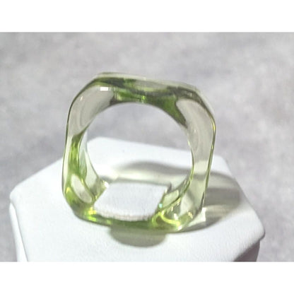 Chunky Translucent Green Square Ring Size 6