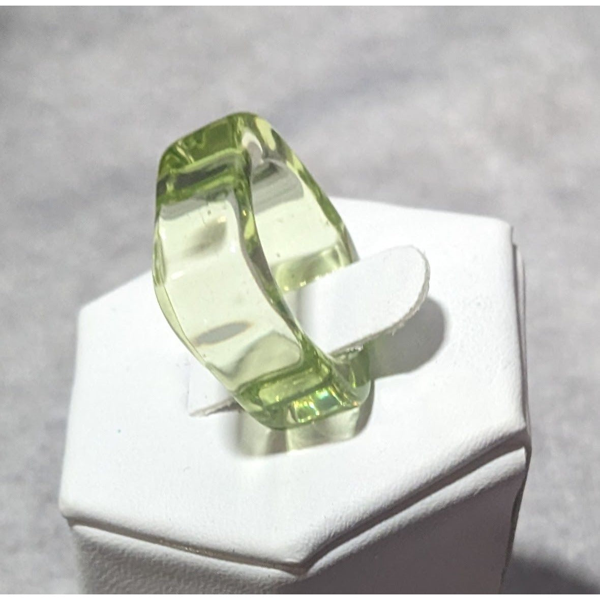 Chunky Translucent Green Square Ring Size 6